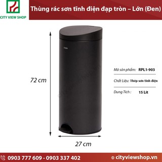 Thùng rác Fitis hình trụ tròn đạp chân cao RPL1-903