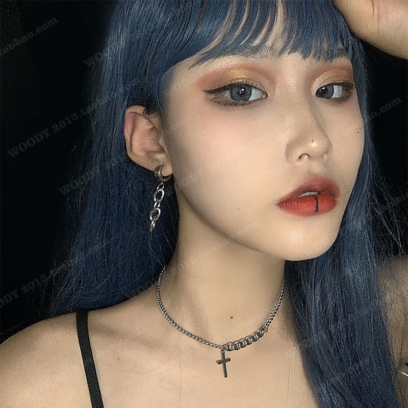 Hip Hop Street Fashion Asymmetric Splicing Chain Cross Necklace