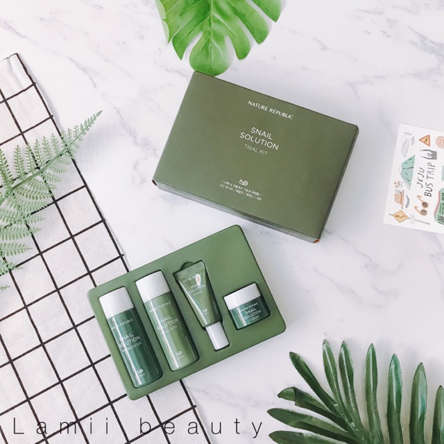 Kit dưỡng ốc sên 4 món Nature Republic Snail Solution Trial Kit