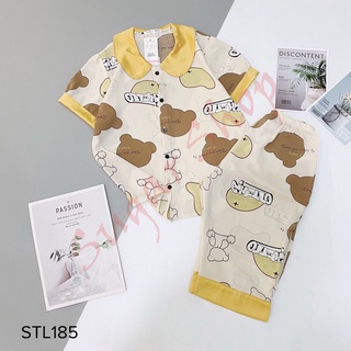 Bộ đồ mặc nhà Pyjamas lụa mango cao cấp, bộ ngủ quần lửng, sugar shop