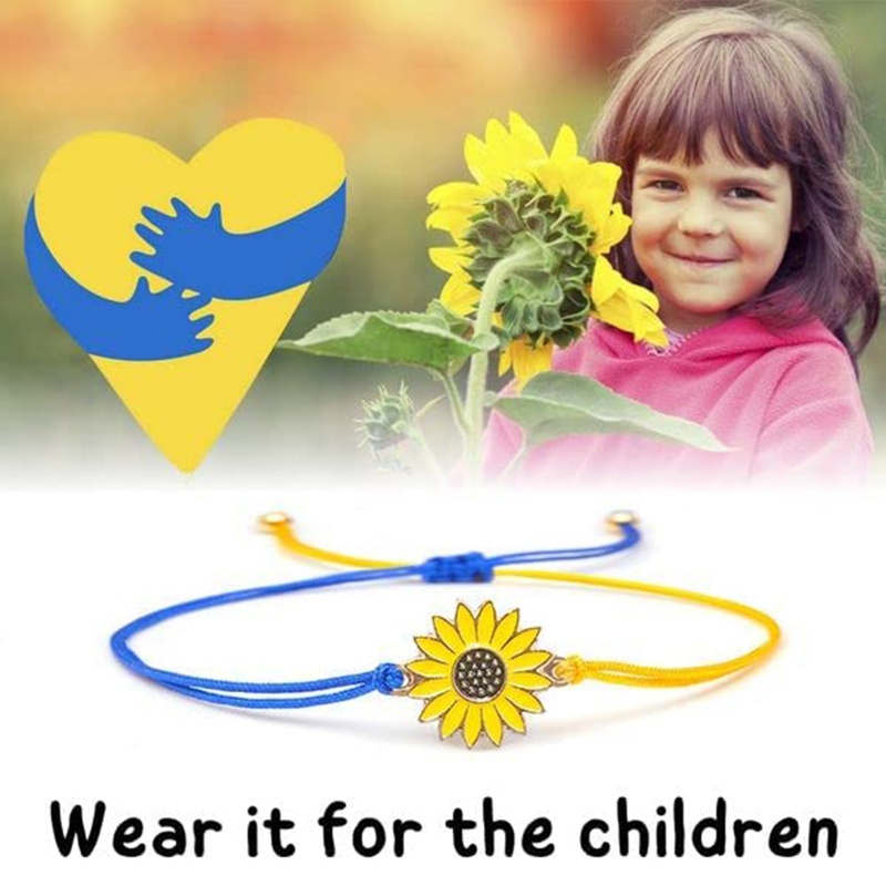 1 / 2 Vòng Tay Dây Bện Hình Hoa Hướng Dương Màu Vàng / Xanh Dương / Xanh Dương Tùy Chỉnh Thời Trang Cho Người Lớn Và Trẻ Em