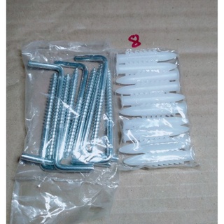Móc chữ l- móc màn 4-6-8-10-12cm. 1 bộ 10 cái kèm vít nở