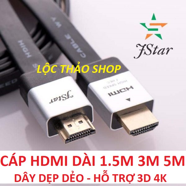 Cáp HDMI dây dẹp dài 1.5M 3M 5M JSTAR Hỗ trợ 3D 4K