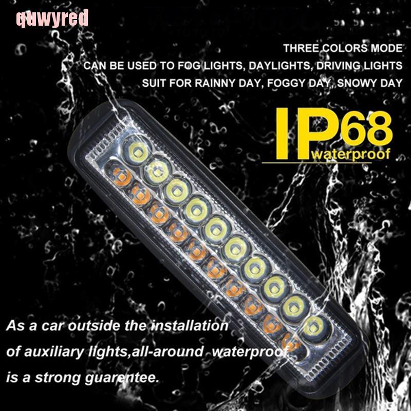 quwyred 1x 6" 60W Car Top LED Offroad Work Light Bar Dual Color White & Amber Waterproof GWT