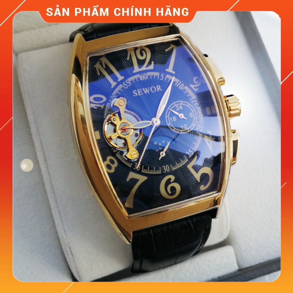 Đồng Hồ Cơ Nam Automatic Chính Hãng SEWOR Dây Da Mặt Vuông Sang Trọng Đẳng Cấp