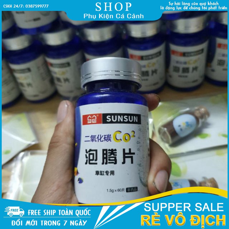 Viên sủi CO2 hộp 60 viên cung cấp CO2 cho hồ thủy sinh [QUANG HUY AQUA]
