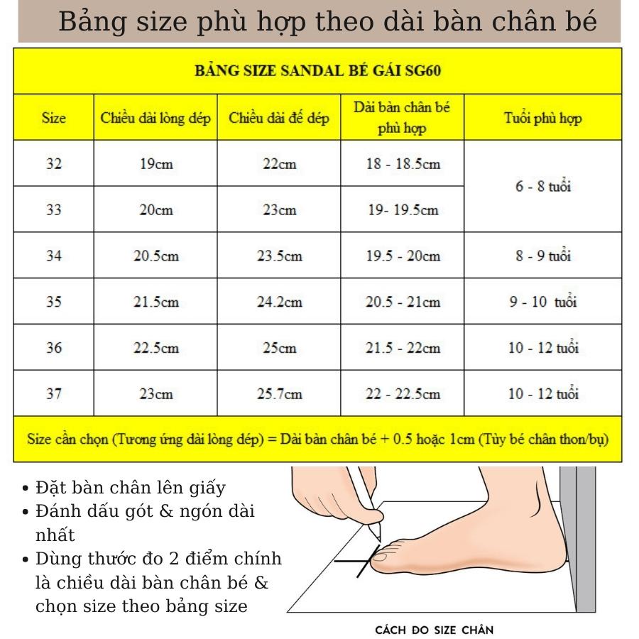 Dép quai hậu sandal bé gái dáng thể thao năng động và cá tính hợp cho học sinh tiểu trung học đi học đi biển SG60