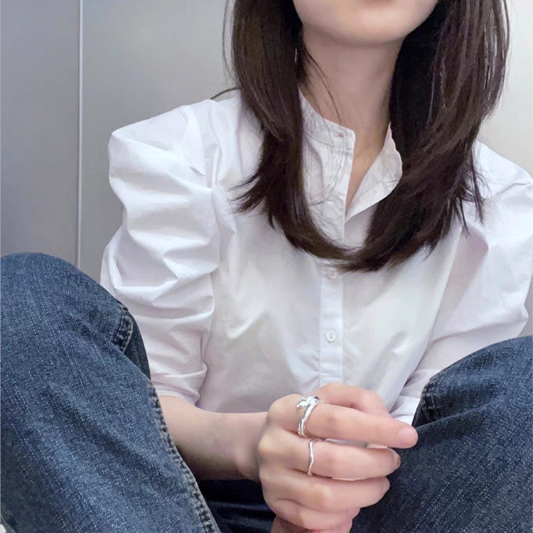 Linki ✯ Áo Sơ Mi Tay Ngắn Màu Trơn Đơn Giản Thời Trang Cho Nữ