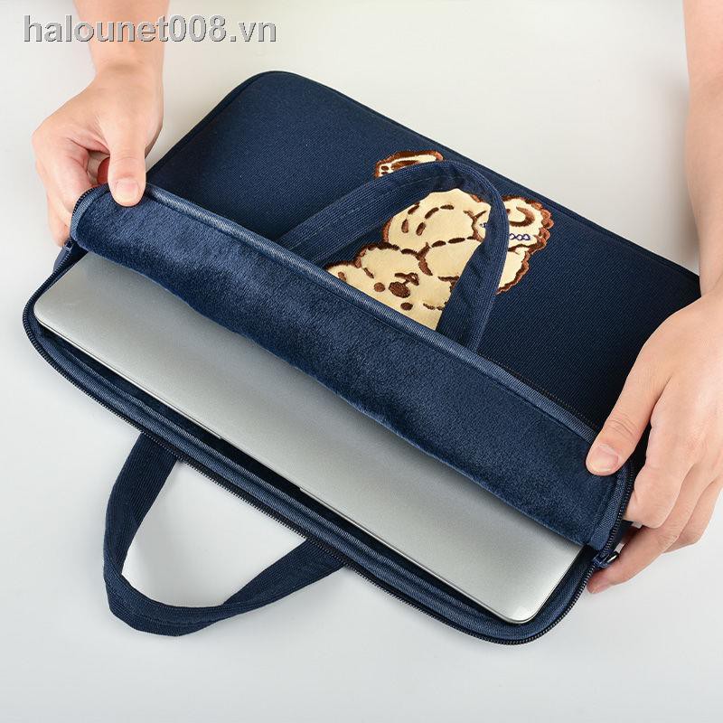 ✤✿Ready stock✿ laptop bag Computer female 13.3-inch Apple notebook portable 14-inch HP Huawei  ipad crooked bear liner