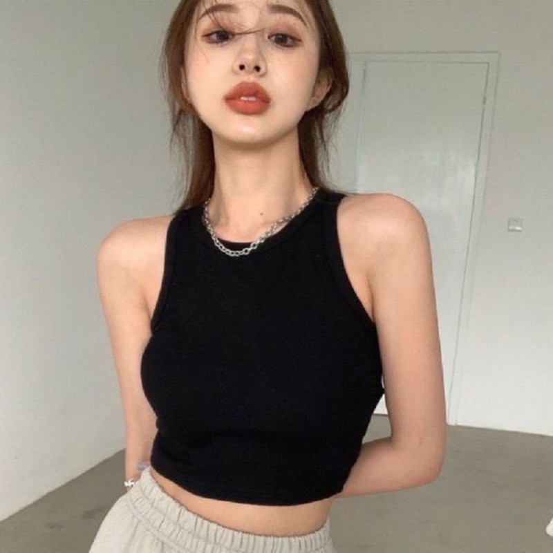 Áo Ba Lỗ Nữ Ngược Trơn Áo Croptop Ôm Chất Thun Gân Mềm Mát