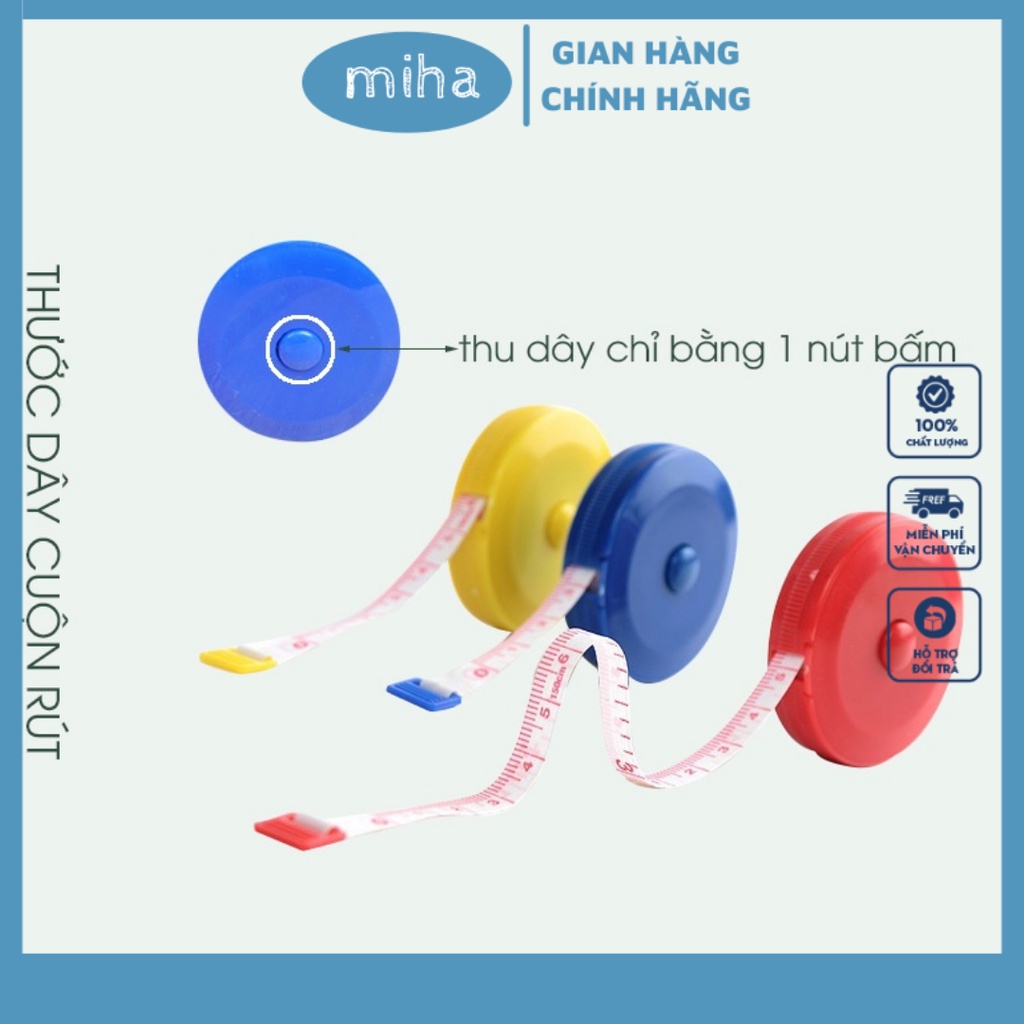 Thước dây cuộn rút có thể thu gọn tự động bằng nút bấm 150cm/60 Inch