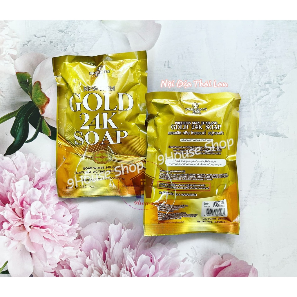 01 Xà phòng dưỡng trắng và tái tạo da Gold 24K Soap Thái Lan 80gram