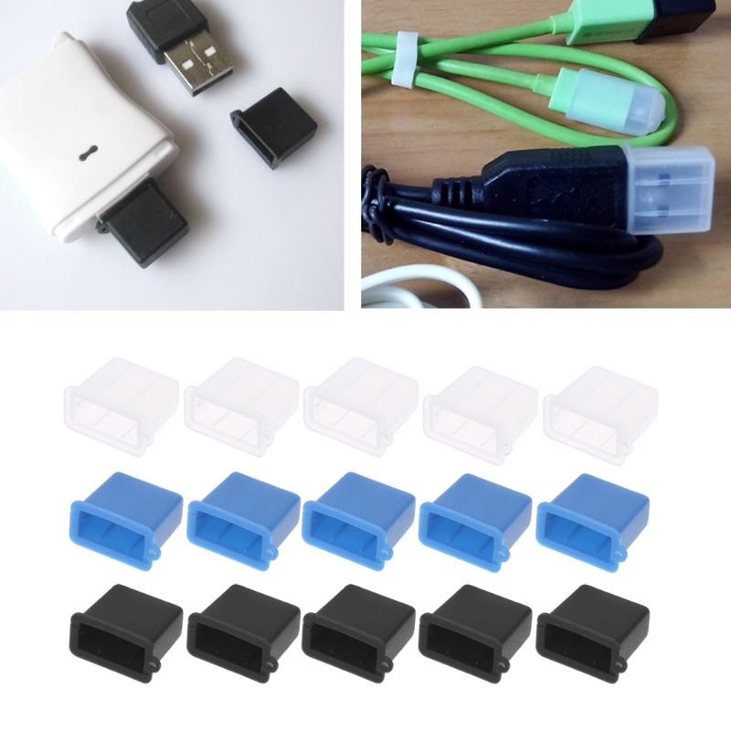 Bộ 5 Nắp Nhựa Đậy Cổng Sạc USB Loại A Chống Bụi Tiện Dụng