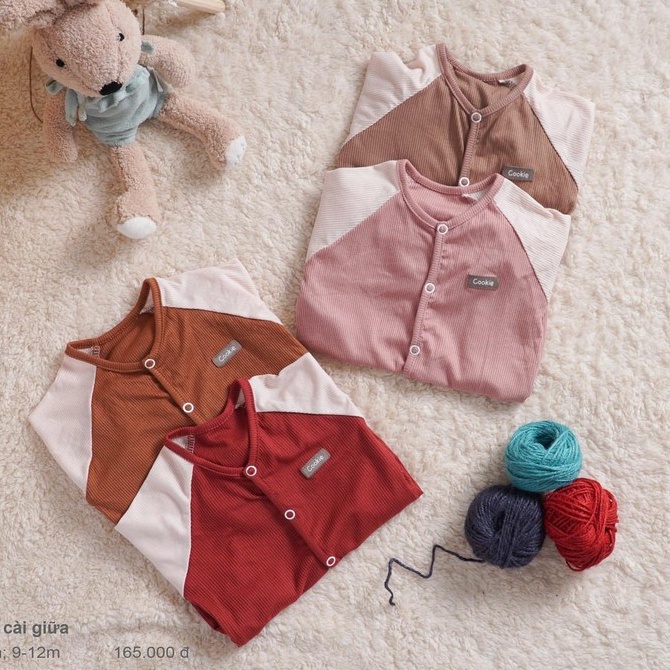 Bộ quần áo bodysuit dài tay cài giữa Cookie cho bé (0-12 tháng)