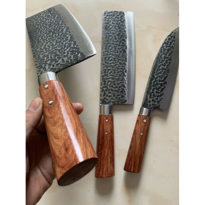 Bộ dao thép nhíp liên xô cán gỗ Hương đỏ