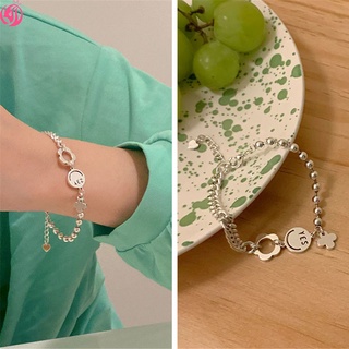 Vòng đeo tay hình hoa và mặt cười thời trang đơn giản xinh xắn cho nữ