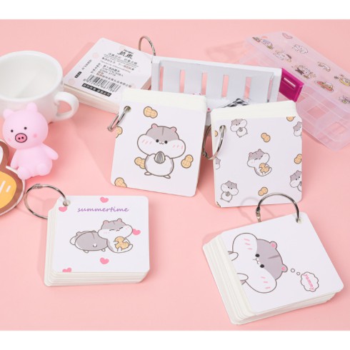 Sổ note flashcard khủng long hamster mèo sakura FC1 sổ note cute