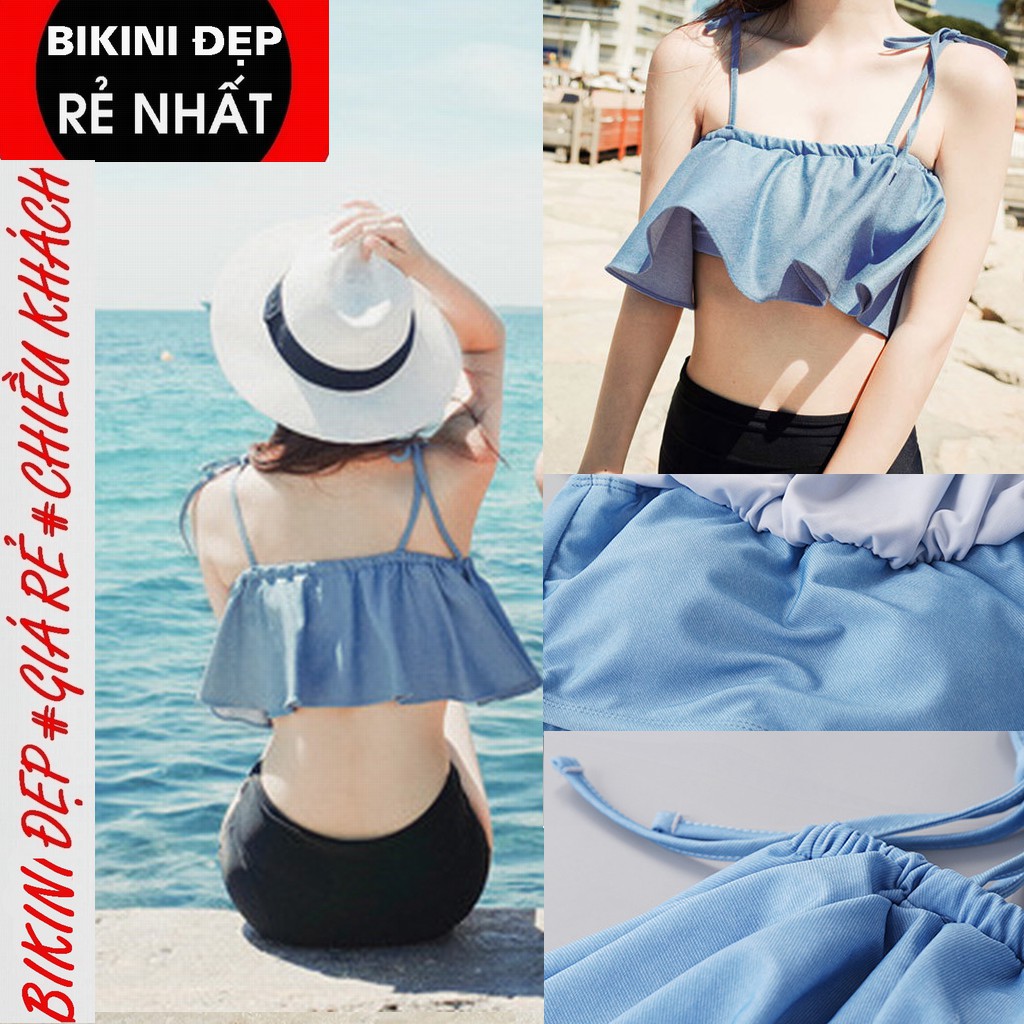 Áo tắm một mảnh cổ yếm phong cách vintage thời trang cho nữ