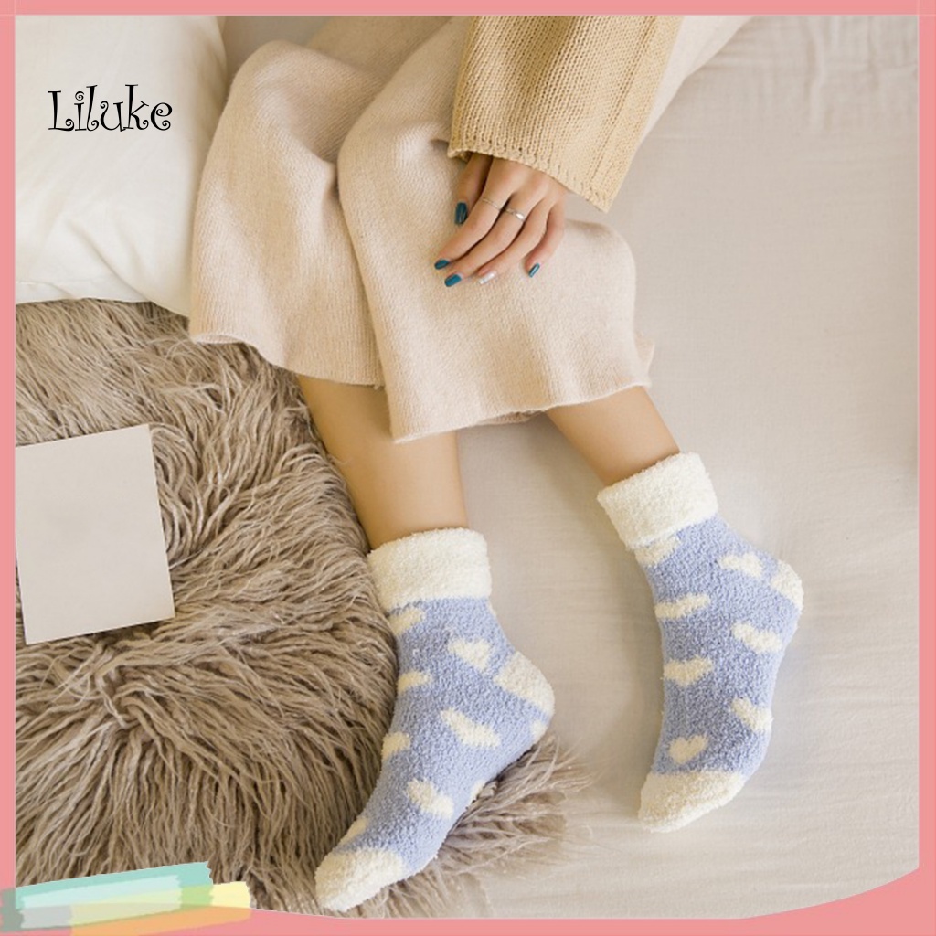 1 Đôi Tất Chân Cotton Màu Trơn Trang Trí Trái Tim Xinh Xắn Cho Nữ