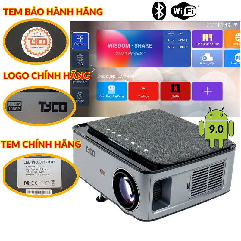 Máy chiếu Android TYCO T7A WIFI Full HD 1080p 2021 thumbnail