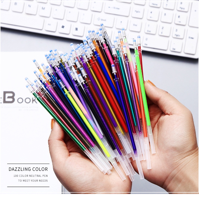 Set 12/100 Ruột Bút gel Kim Tuyến Nhiều Màu Sắc