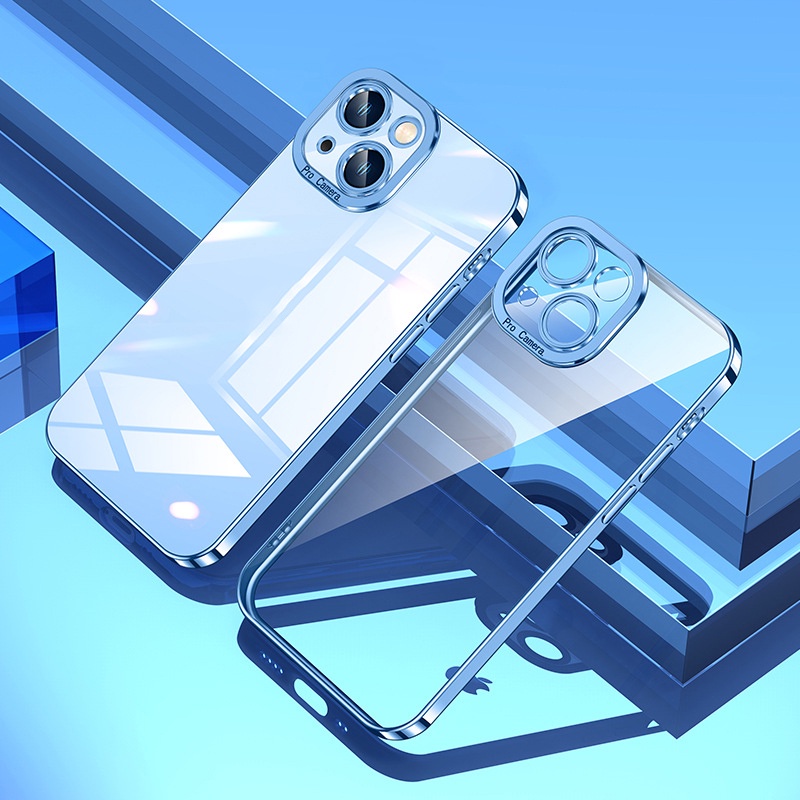 Ốp Điện Thoại Silicon Mềm Trong Suốt Khung Vuông Mạ Viền Sang Trọng Cho IPhone 14 Pro Max 13 11 Pro X XS 14 Max 13 Mini 12 XR 7 8 Plus