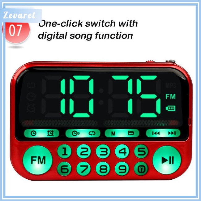 Loa Zevaret Mini Cầm Tay Màn Hình Kỹ Thuật Số Tích Hợp Đài FM USB TF MP3