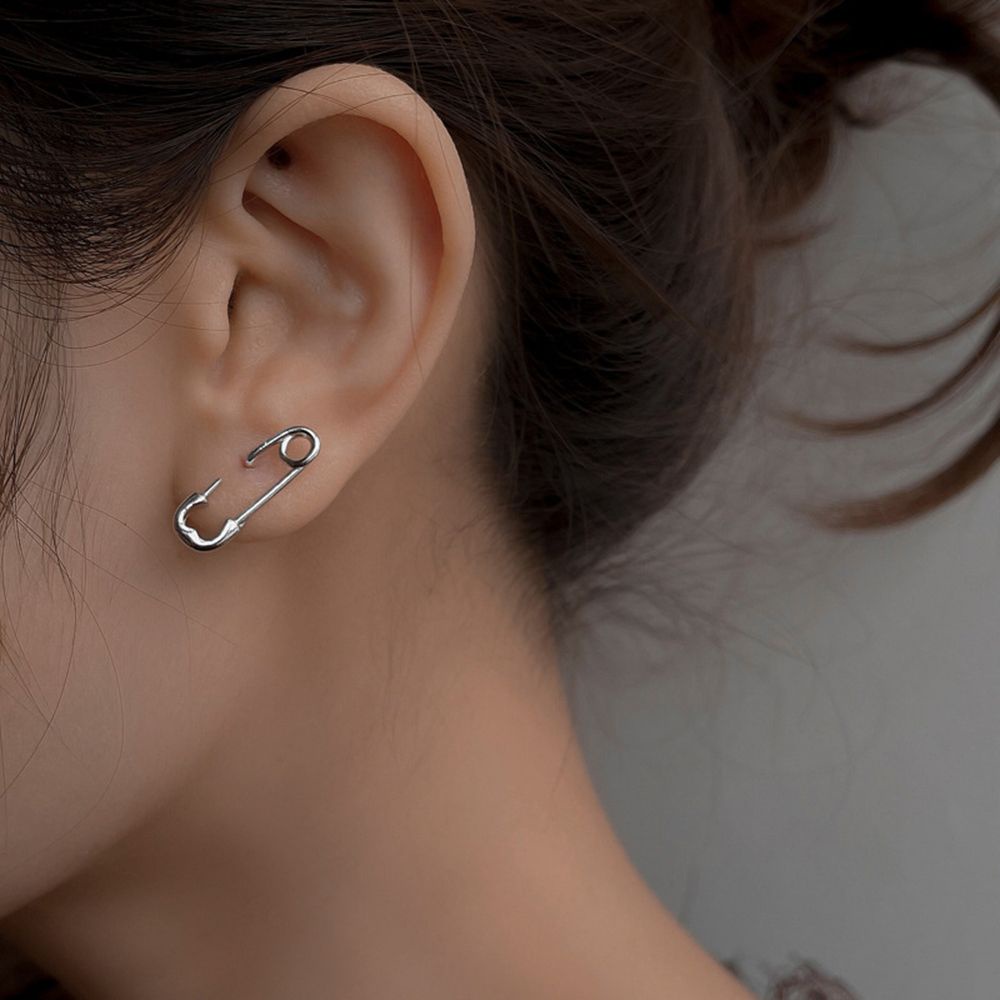 Khuyên tai nữ MKEB mặt hình kim băng bằng đồng đơn giản phong cách punk thời trang đường phố Hàn Quốc