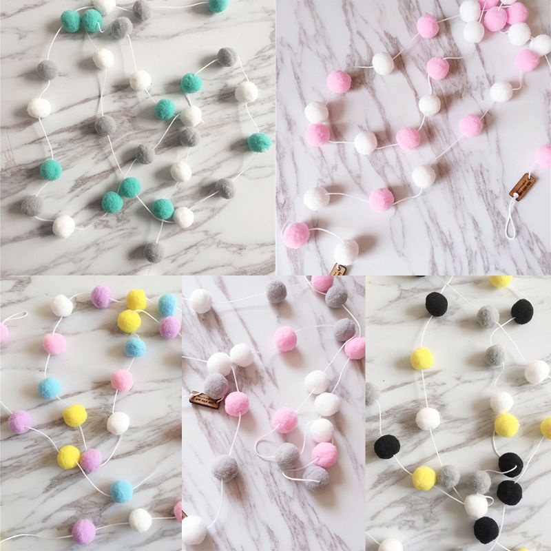 Dây bóng bông handmade treo tường trang trí lều cho bé