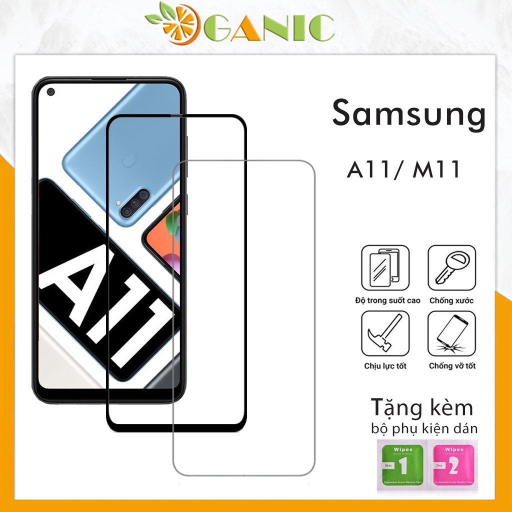 Kính cường lực samsung a11 m11 full màn độ bền cao chống rơi vỡ trầy xước tặng kèm khăn lau màn hình