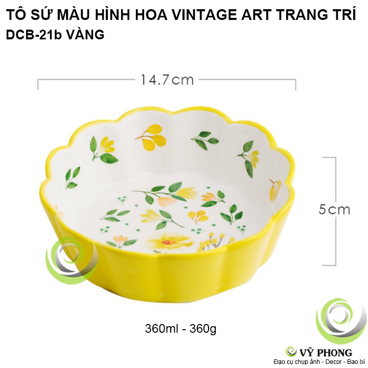 TÔ SỨ MÀU HÌNH HOA VINTAGE LIVING ART TÔ SỨ NHẬT TRANG TRÍ BẾP CHỤP HÌNH ĐẠO CỤ CHỤP ẢNH SẢN PHẨM INS DCB-21