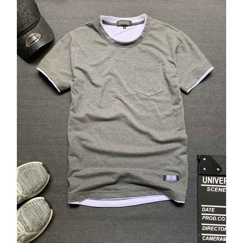 Áo thun nam cổ tròn Hàn Quốc phối túi đơn giản AHQ145 | BigBuy360 - bigbuy360.vn