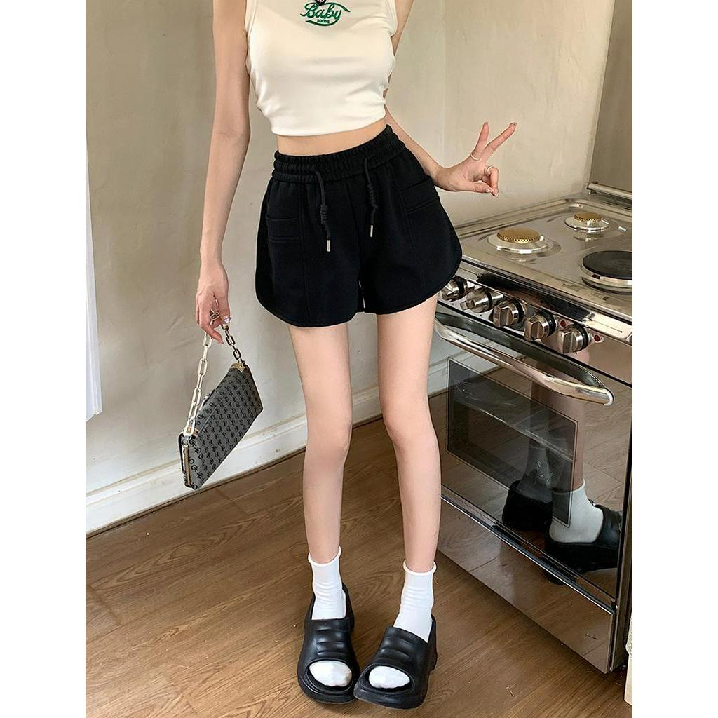 Quần Short Thể Thao Lưng Cao Ống Rộng Phối Dây Rút Phong Cách Hàn Quốc Thời Trang Mùa Hè Hàng Mới 62097