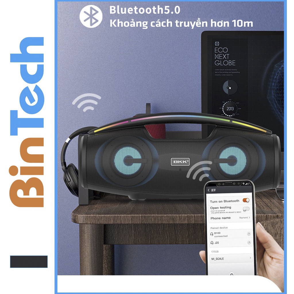 [Mã ELHACE giảm 4% đơn 300K] Loa bluetooth karaoke có mic BKK100 cao cấp, giá rẻ,công nghệ blutooth 5.0 BINTECH