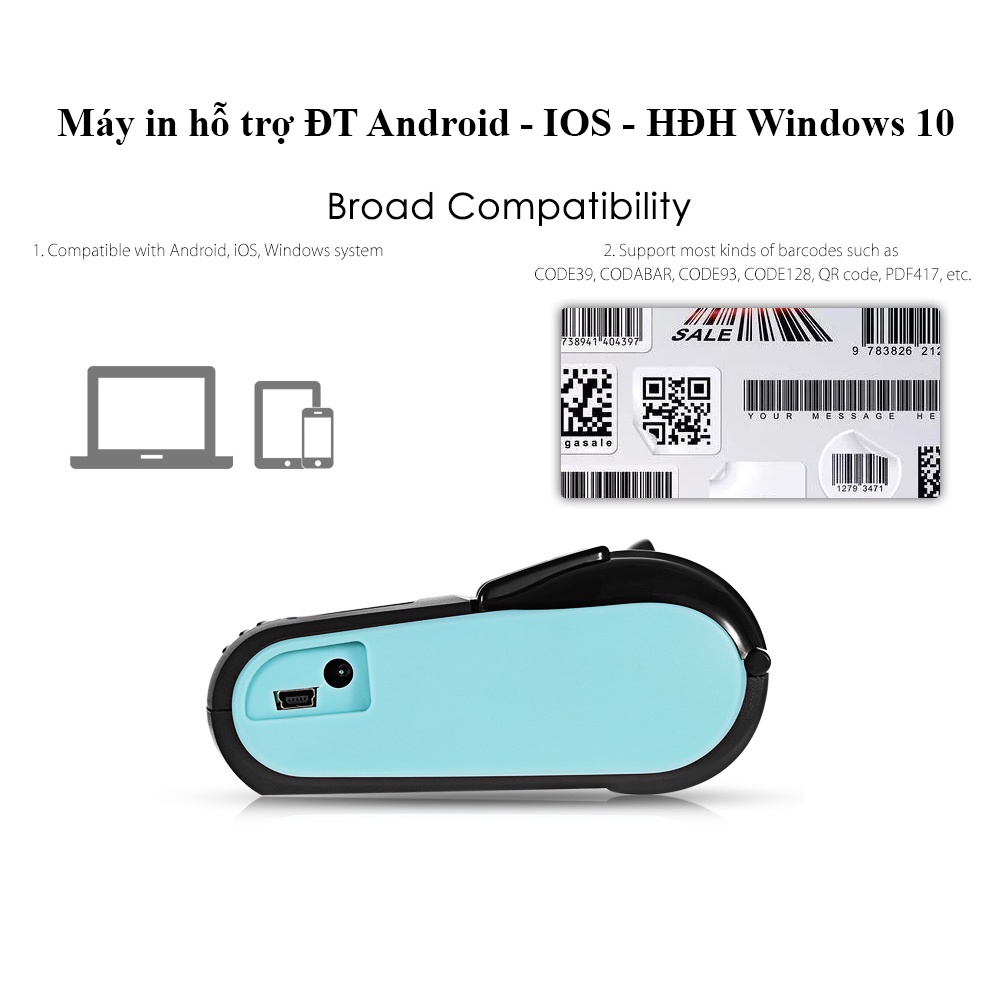 Máy in nhiệt PT210 Bluetooth để in bill, in hóa đơn, kết nối điện thoại hoặc máy tính - laptop