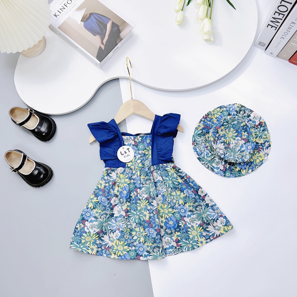 VAY25 - Váy bé gái, váy thô xòe hoa nhí, cánh tiên + kèm mũ