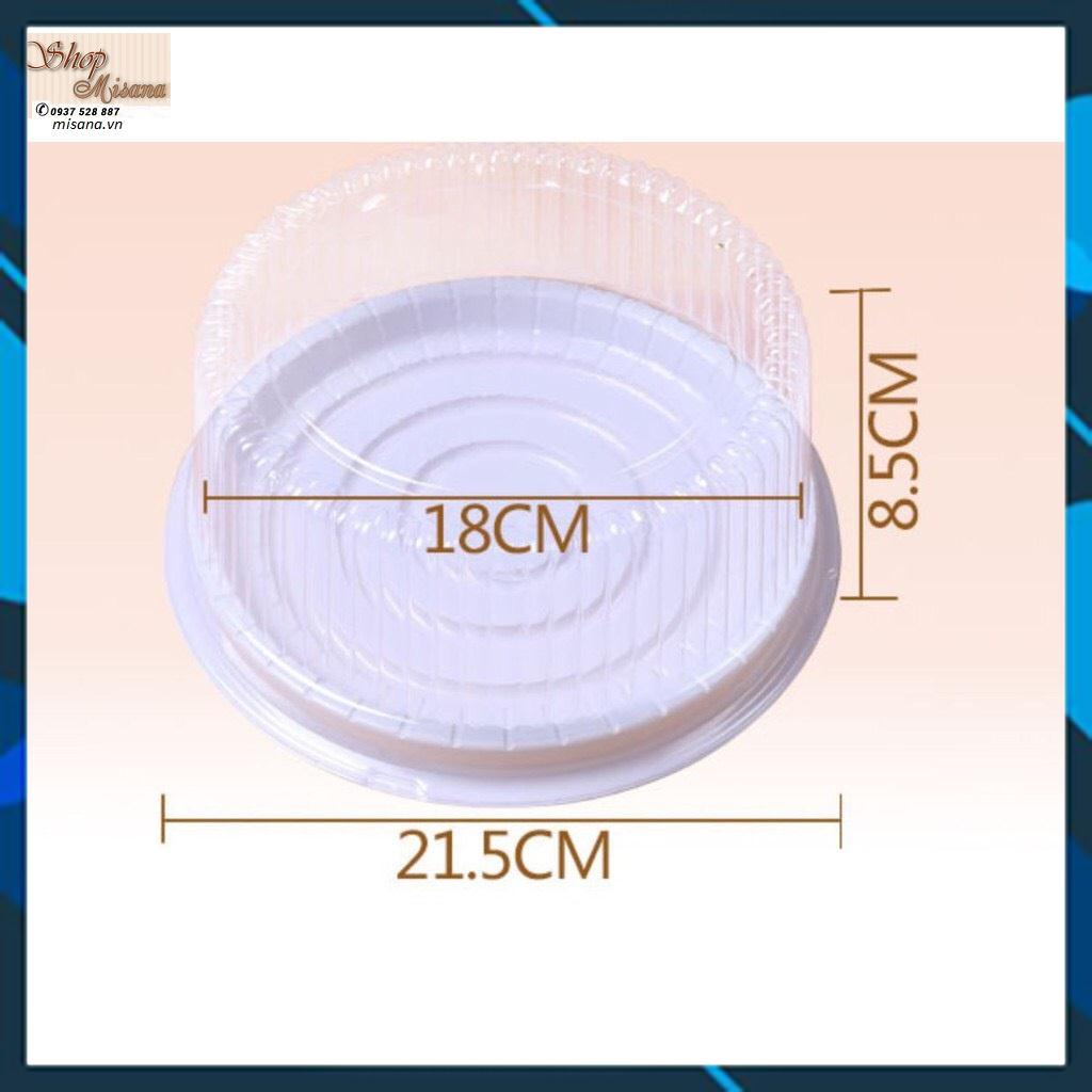 Bộ 20 hộp nhựa đựng bánh tròn 18cm đế trắng A022 đựng bánh bông lan trứng muối, rau cau, bánh bò