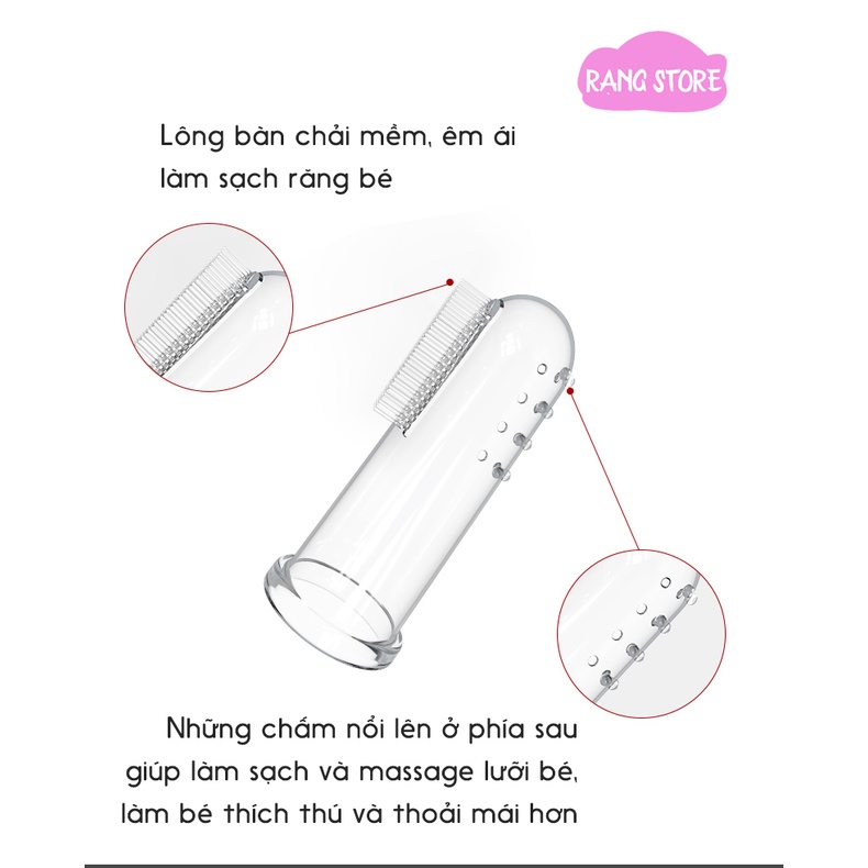 Bàn chải đánh răng cho bé và kết hợp rơ lưỡi dạng ngón tay chất liệu silicon mềm mại
