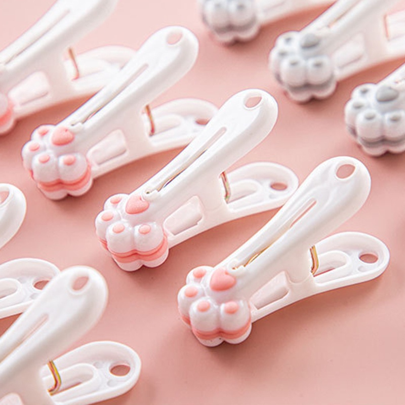 Bộ 12 Kẹp Quần Áo Mini Hình Chân Mèo Dễ Thương Chống Nhăn Cho Phòng Ngủ / Ký Túc Xá