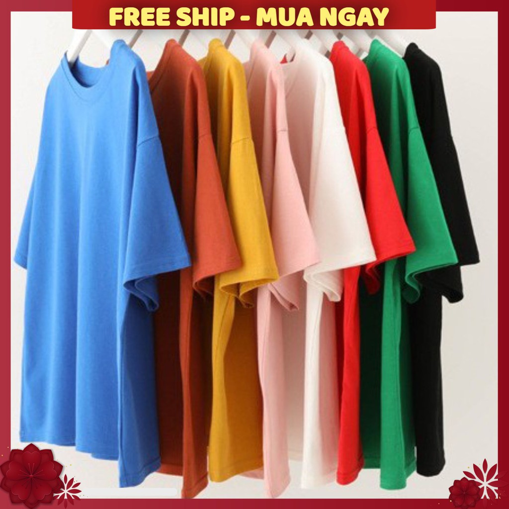 Áo thun form rộng tay lỡ trơn ❤️FREESHIP❤️Áo thun unisex tay lỡ đủ màu one size dưới 65kg | BigBuy360 - bigbuy360.vn