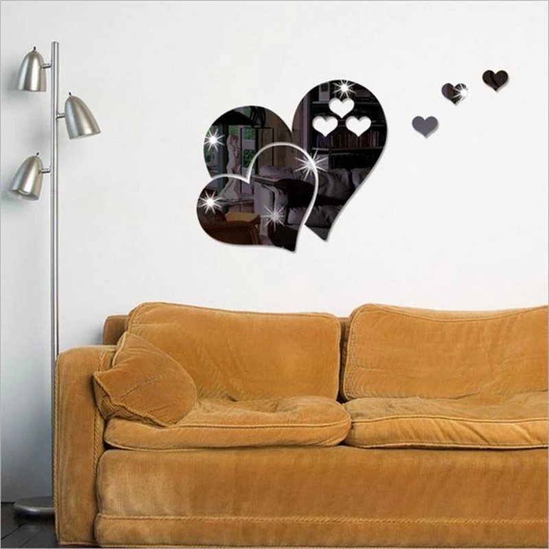 Gương Dán Tường Acrylic Hình Trái Tim 3d Trang Trí Nhà Cửa