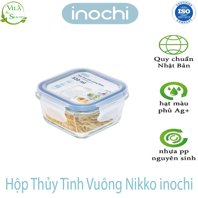 [ Bộ ] Hộp Thực Phẩm, Hộp Thủy Tinh Chịu Nhiệt Hình Vuông, Thủy Tinh Cao Cấp Inochi Sử Dụng An Toàn Trong Lò Vi Sóng