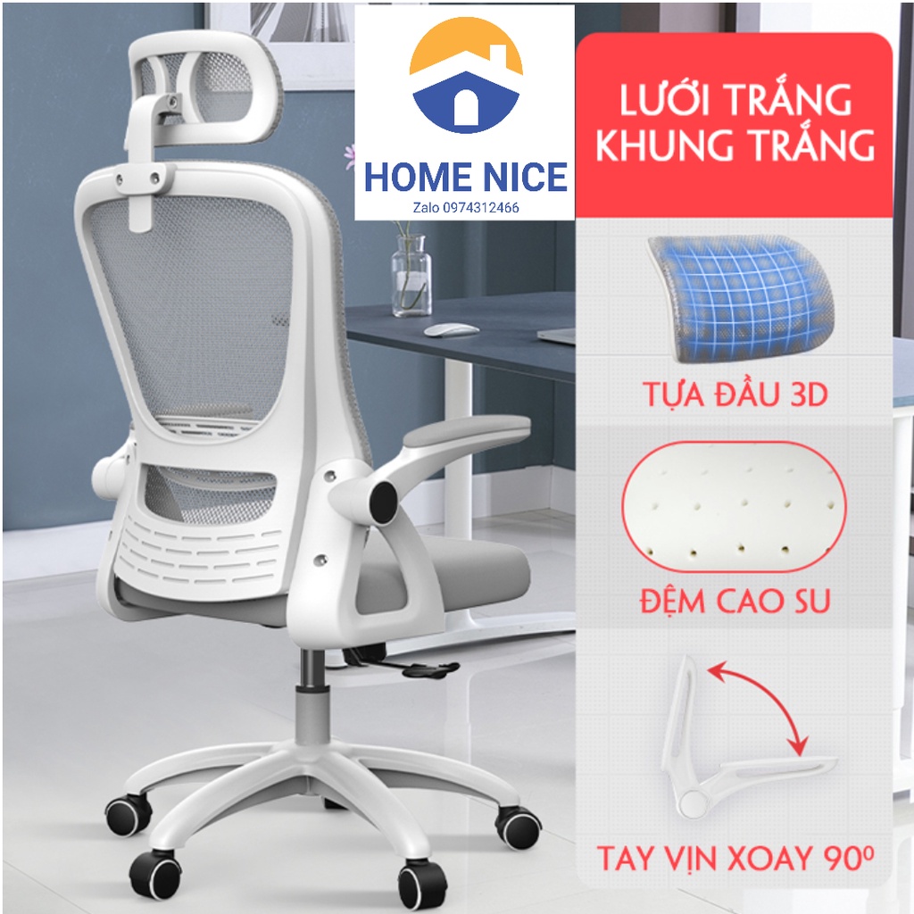 Ghế công thái học ergonomic (HOT), ghế xoay văn phòng lưng lưới, ghế tựa lưng lưới