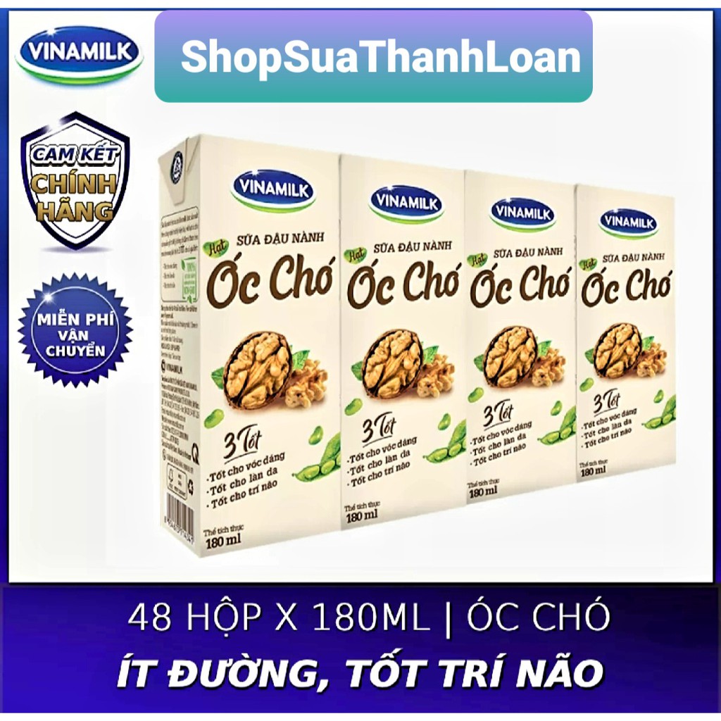 [HSD T10-2021] THÙNG 48 HỘP SỮA ĐẬU NÀNH VINAMILK HẠT ÓC CHÓ - HỘP 180ML