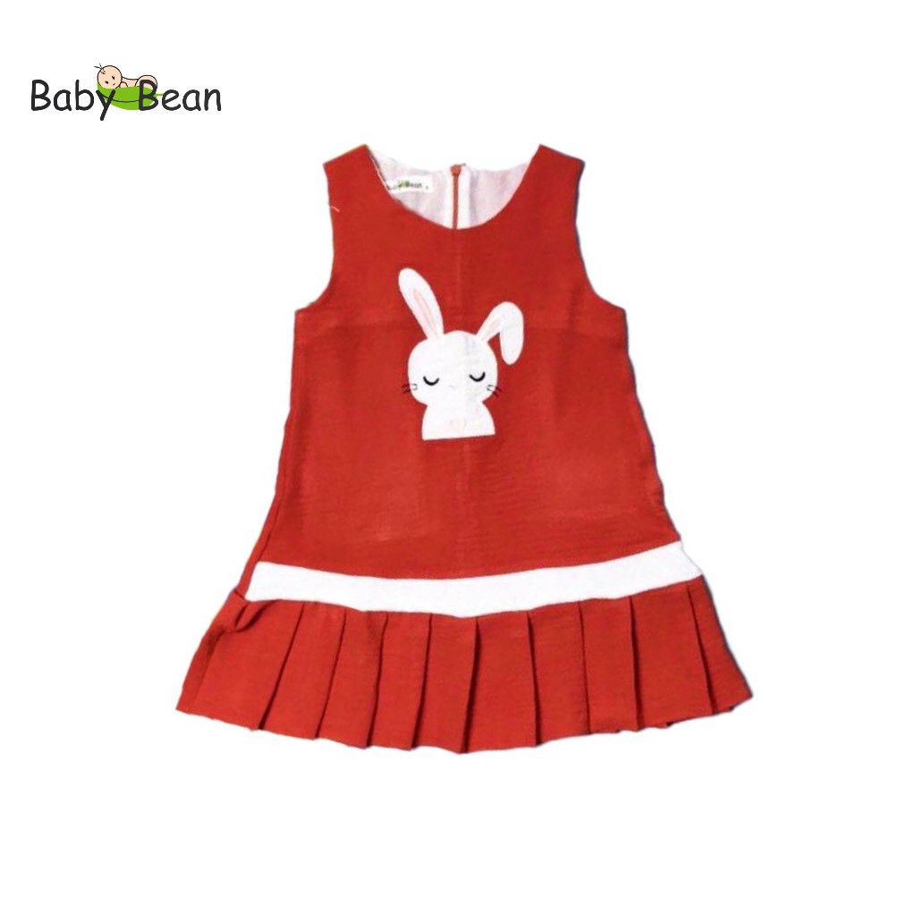 [MÃ THƯƠNG HIỆU YÊU THÍCH Voucher giảm 10%] Đầm Đũi Dập Ly thêu Hình Thỏ Bé Gái BabyBean