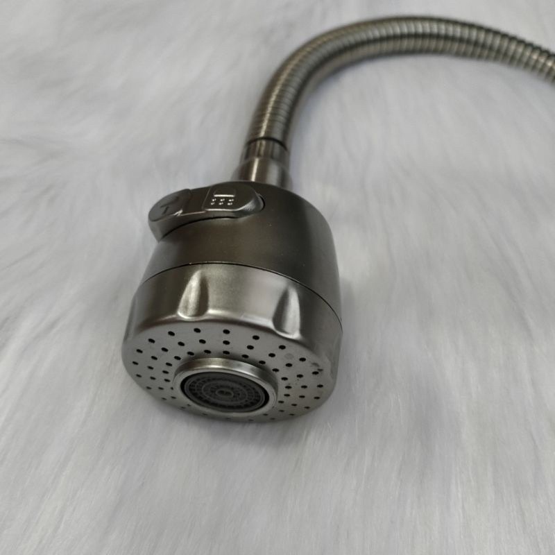 Vòi rửa chén bát Inox 304 cần bẻ cong xoay 360 độ dùng bồn rửa dạng đứng 1 đường nước lạnh phi 21