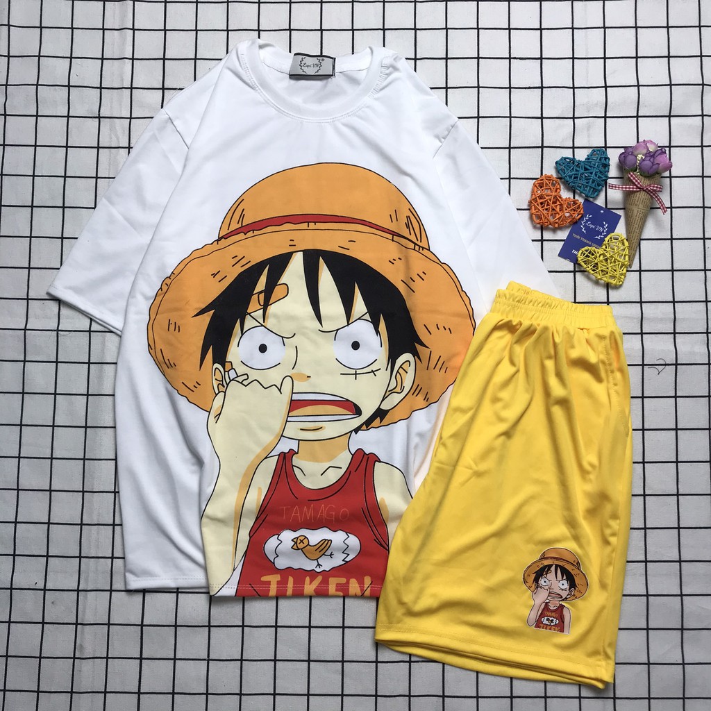 Đồ Bộ Hoạt Hình Uniex Tay Lỡ Luffy Lapi VN, Đồ Bộ Cartoon, Freesize, Thun Cotton, Nam Nữ Đều Mặc Được