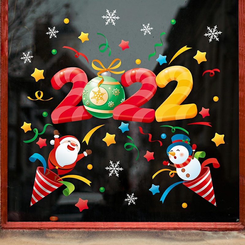 decal giáng sinh dán kính, tường trang trí noel 2022 decor phòng khách phòng ngủ | BigBuy360 - bigbuy360.vn