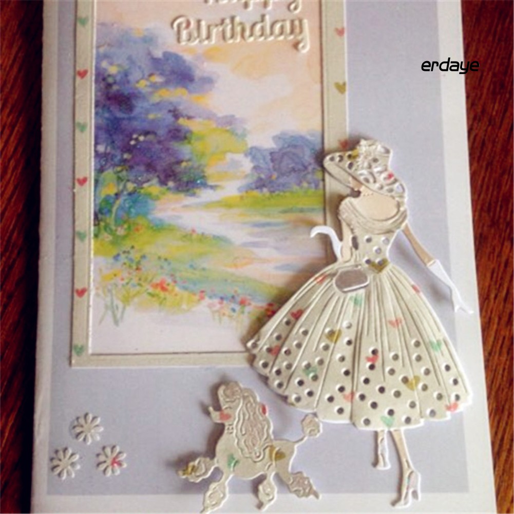 Khuôn Cắt Giấy Làm Từ Kim Loại Hình Chú Chó Trang Trí Scrapbook