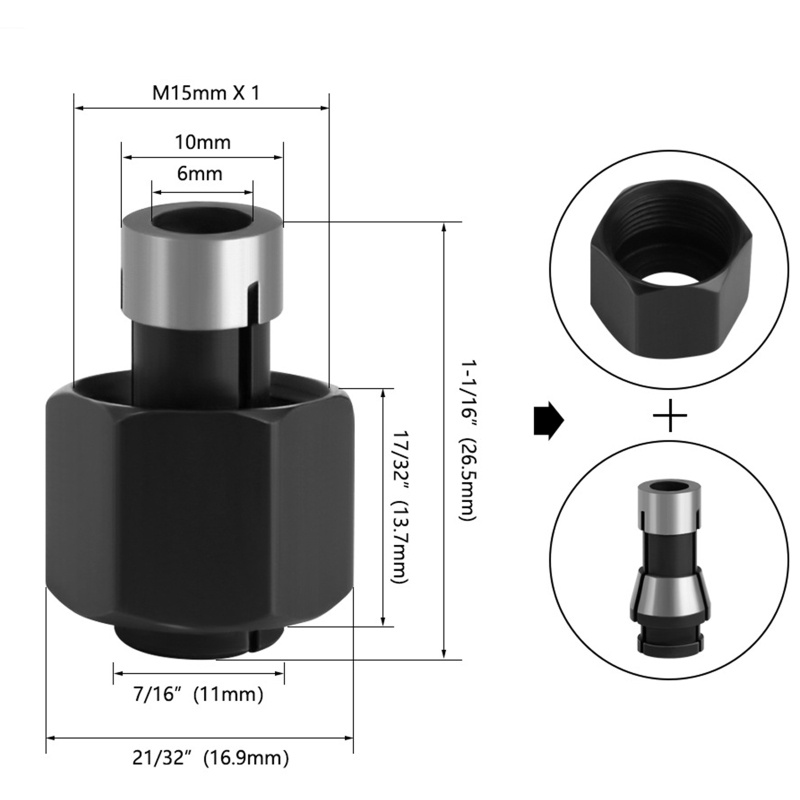 Đai Ốc M15 Bằng Thép Carbon Kích Thước 6 / 6.35 / 8mm Chuyên Dụng Cho Máy Khắc